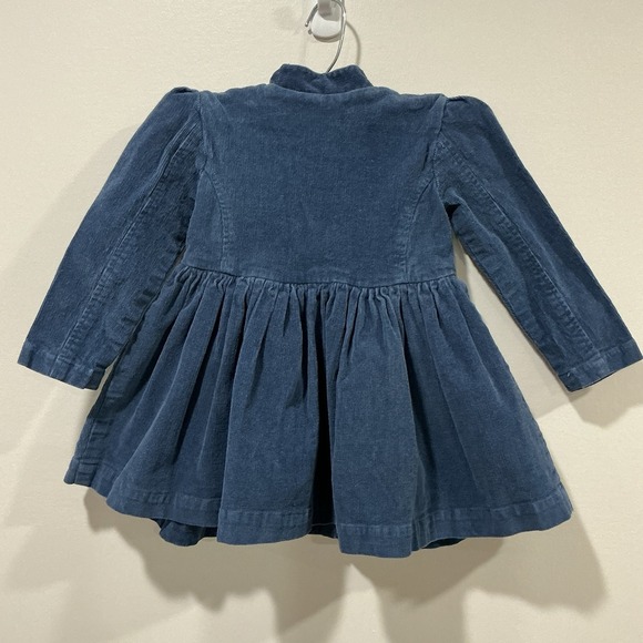 Sweet Honey Brand Girls' Ruffled Navy Corduroy Button Up Dress 2T - Picture 2 of 5